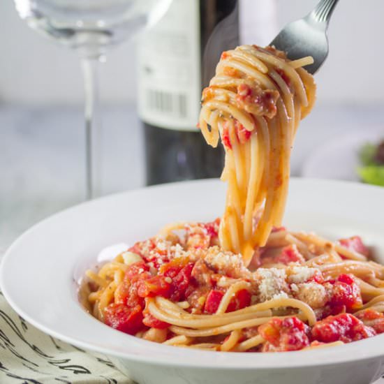 Low FODMAP Pasta all’ Amatriciana