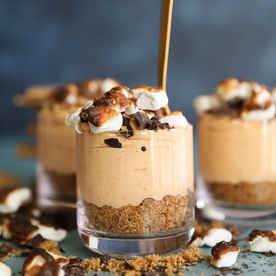 S’mores Sweet Potato Cheesecakes