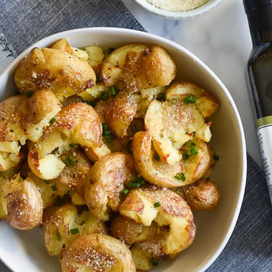 Bacon Olive Oil Smashed Potatoes
