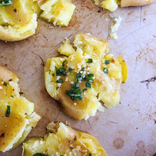 Garlic Sage Smashed Potatoes