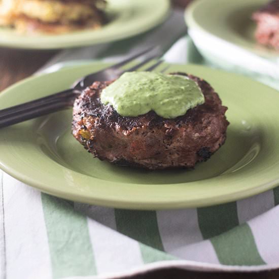 Turkey Burger with Cilantro Sauce