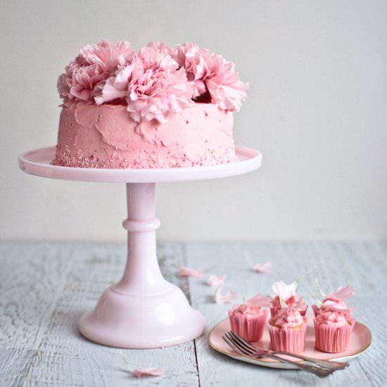 Rose & Strawberry Chiffon Cake