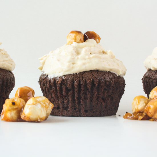 Hazelnut Praline Frosted Cupcakes