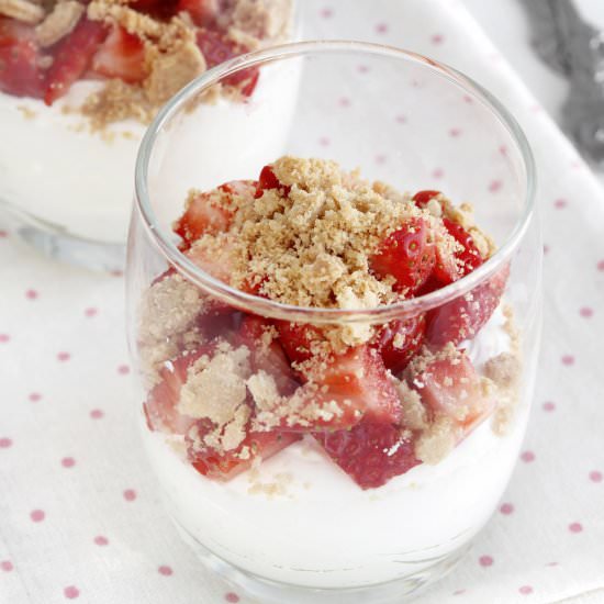 Strawberry, Cream and Streusel Cups