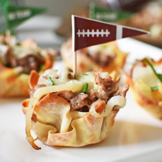 Steak, Onion, & Cheese Baked Wonton