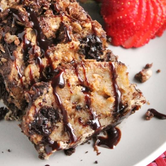 Baked PB& Choc French Toast