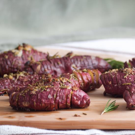 Hasselback Japanese Sweet Potatoes