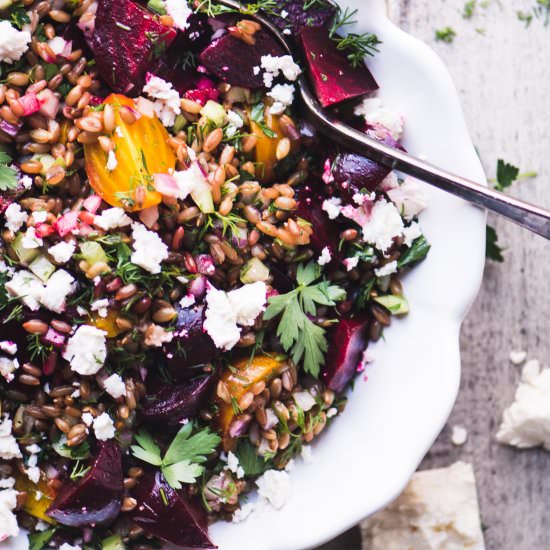 Wheat Berry Salad with Beets & Feta