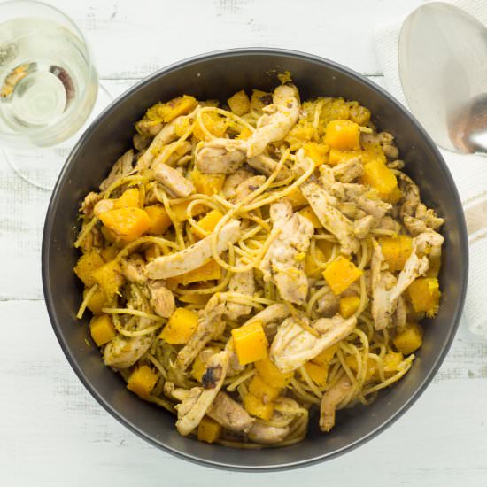 Pesto Chicken & Pumpkin Spaghetti