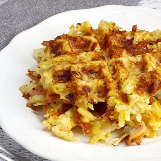Ham, Egg & Cheese Hash Brown Waffles