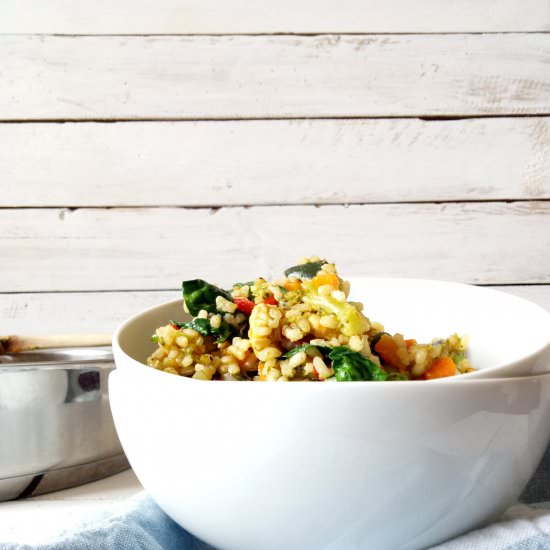 Colorful Brown Rice Pilaf with Chicken