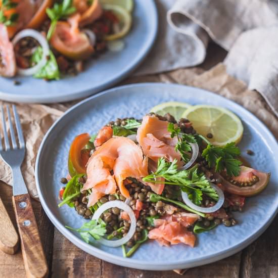 Low-Carb Salmon Lentil Salad