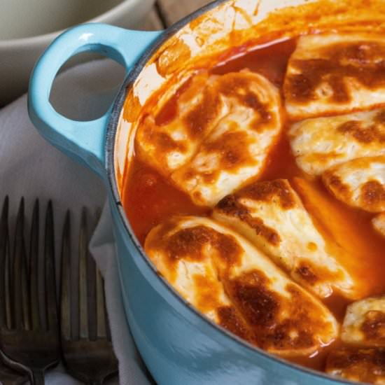 Vegetarian Sausage and Halloumi Bake