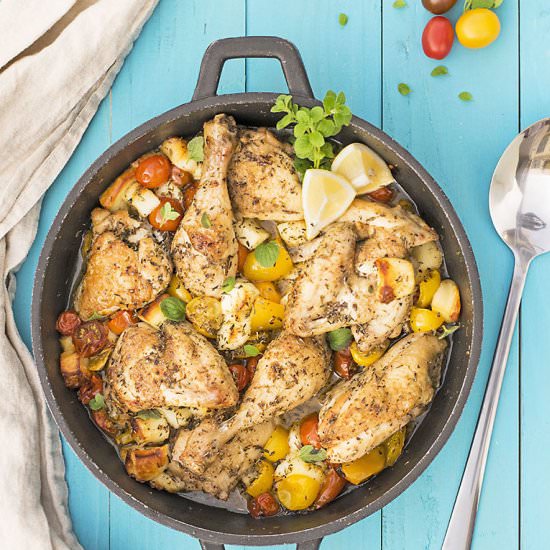 Chicken with halloumi & tomatoes