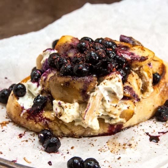 Mushroom and blueberry crostini