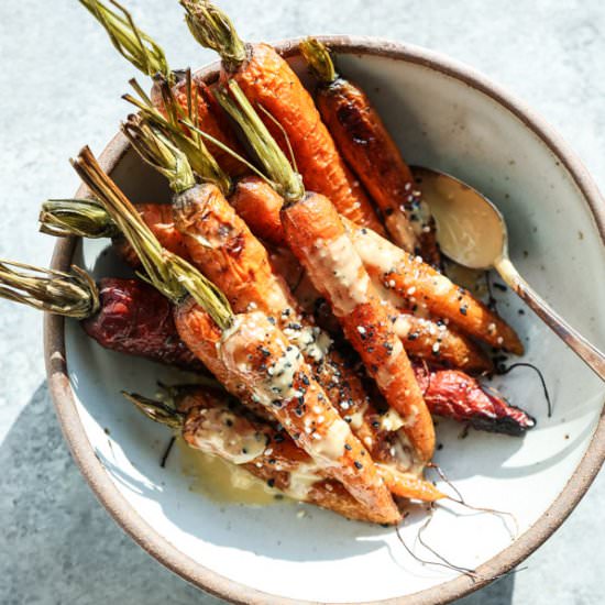 Sesame-Ginger Whole Roasted Carrots