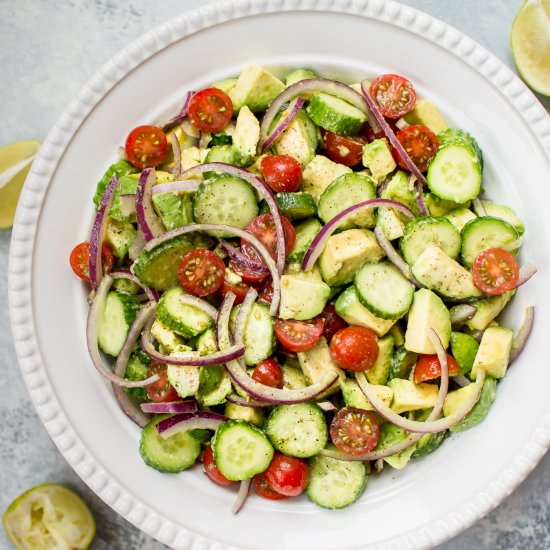 Cucumber Tomato and Avocado Salad
