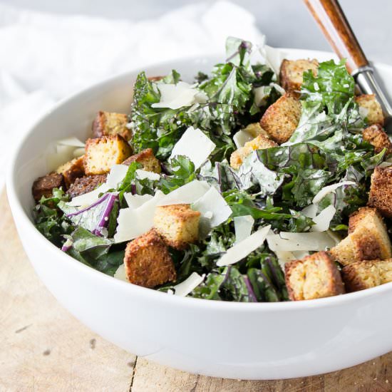 Keto Kale Caesar Salad