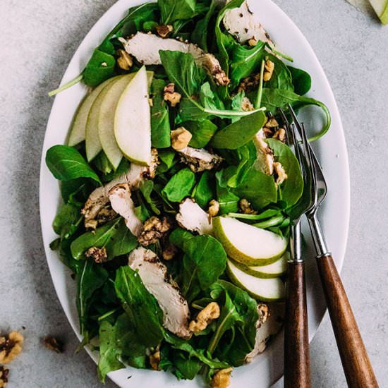 Grilled Chicken Pear Arugula Salad