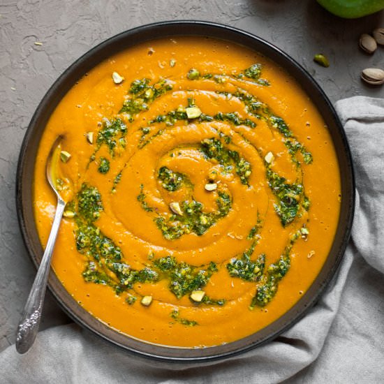 Squash Soup + Pistachio Gremolata
