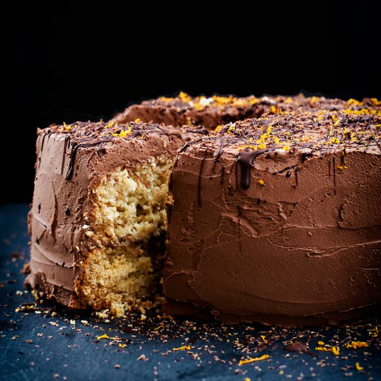 Coconut, Orange, & Chocolate Cake