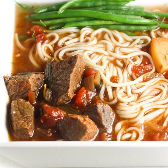 Slow Cooker Beef Stew Ramen