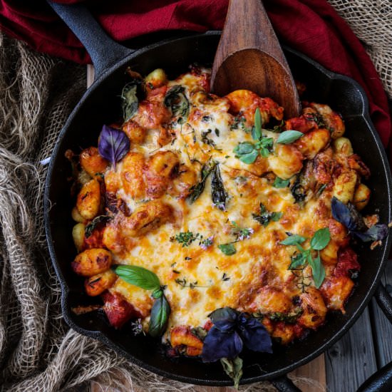 Cheddar Mozzarella Baked Gnocchi
