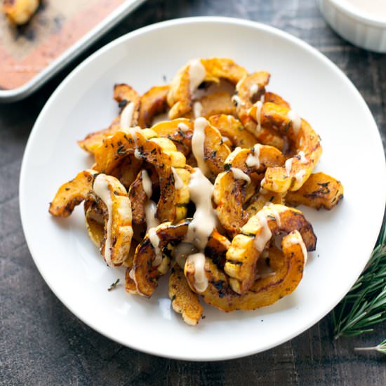 Delicata with Maple Tahini Sauce