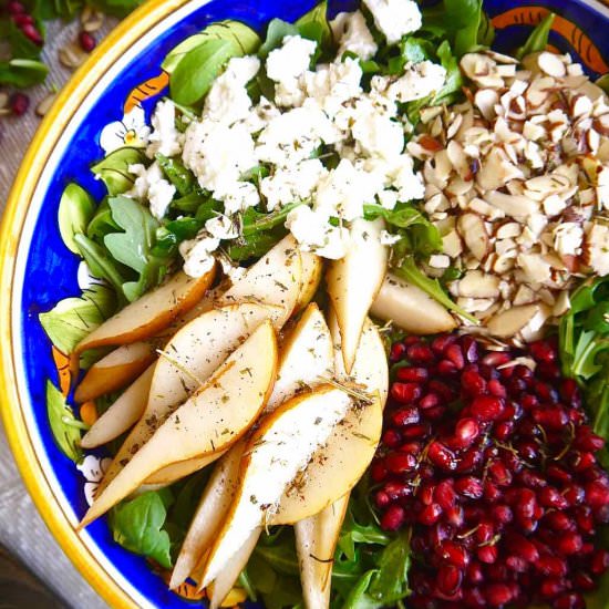 Pear, Pomegranate, And Almond Salad