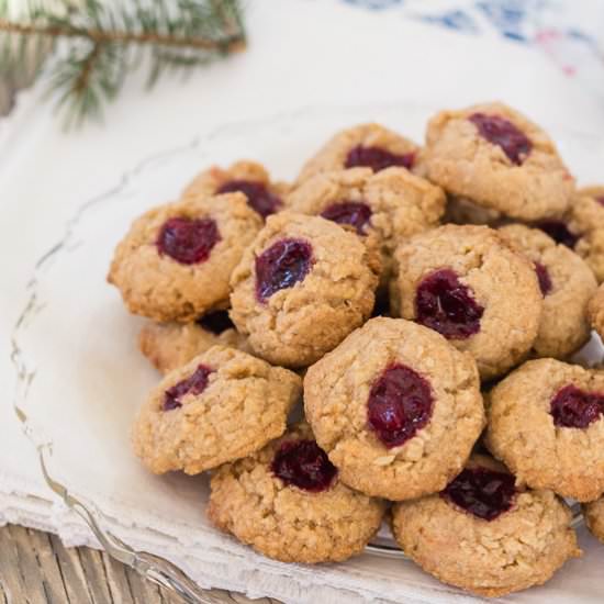 Almond Cranberry Thumbprint Cookies
