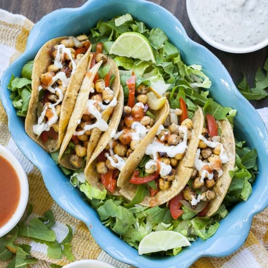 Buffalo Chickpea Tacos