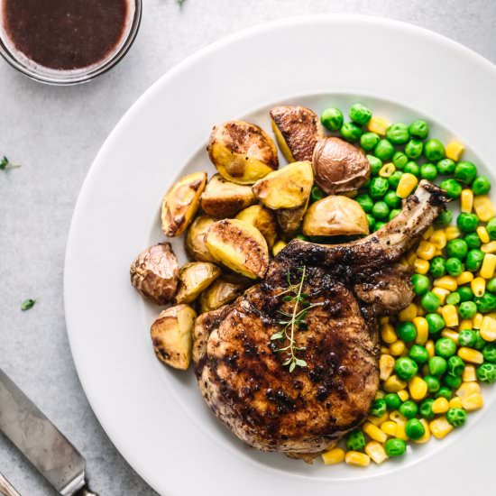 Pork Chops w/ Pomegranate Glaze