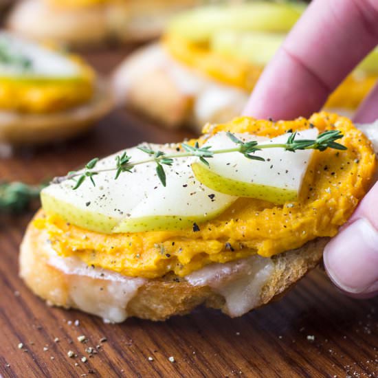 Butternut Squash and Pear Crostini