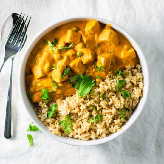 Vegan Mattar Tofu Paneer