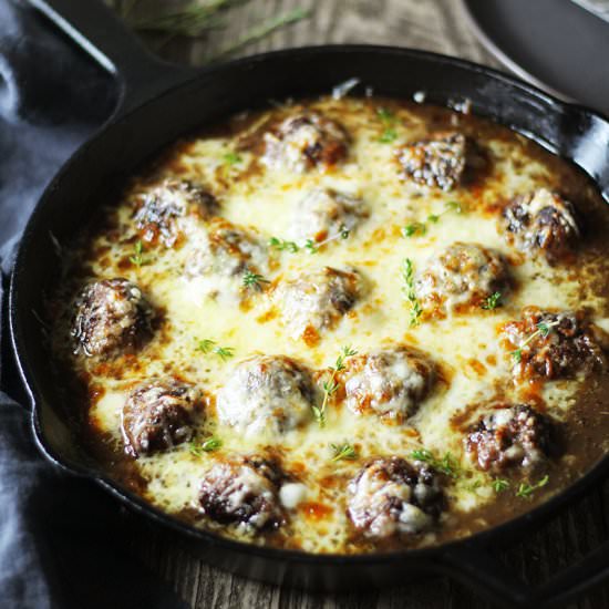 French Onion Cheese Meatballs