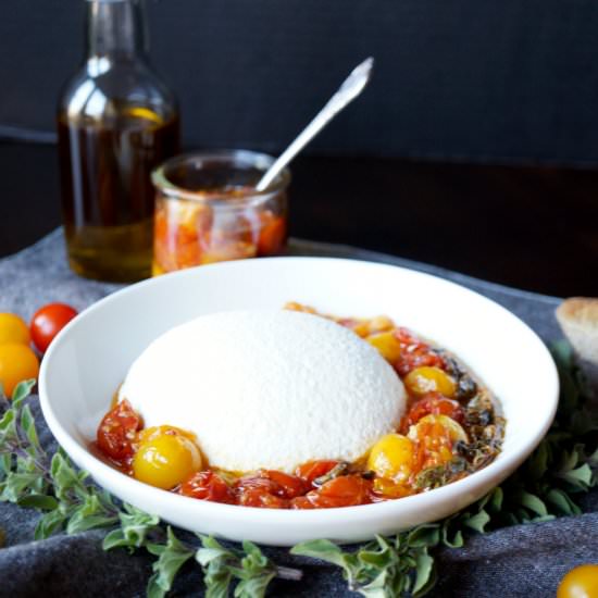 homemade ricotta with tomato confit
