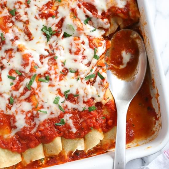 Homemade Spinach Manicotti