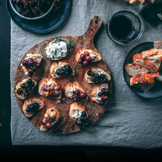 Roasted Grape Crostini with Chevré