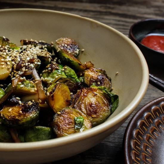 Honey Glazed Pan Fried Brussels Sprouts