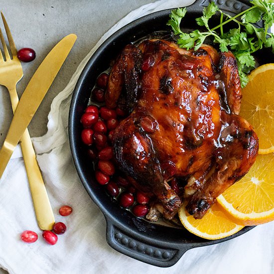 Cranberry Orange Glazed Cornish Hen