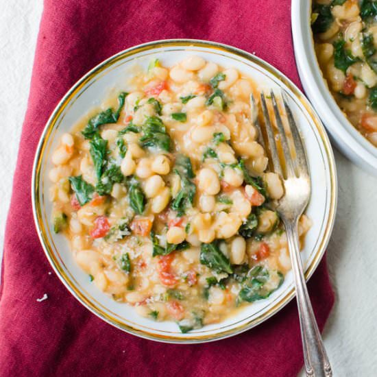Braised White Beans Kale & Tomato