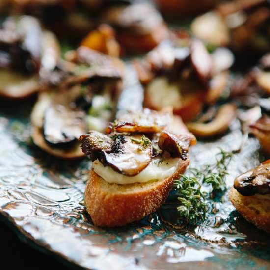 Mushroom + Goat Cheese Crostini