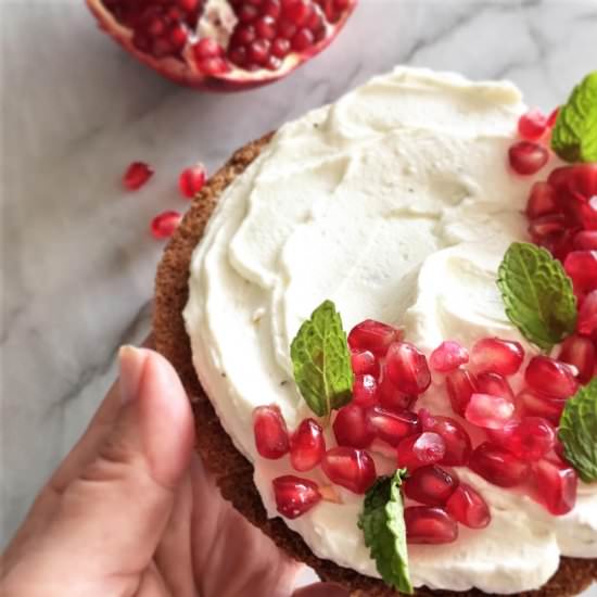 Pita Toast w/Labneh & Pomegranate