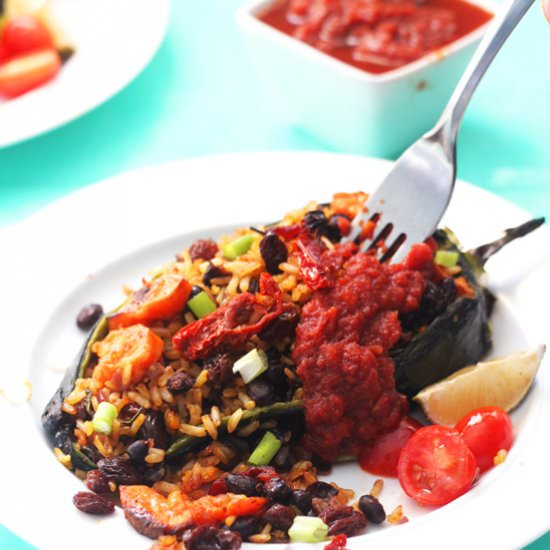 Vegan Stuffed Poblano Peppers