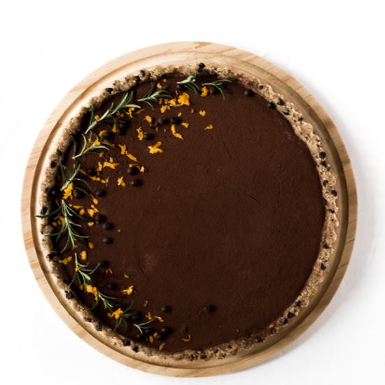 Vegan Orange Chocolate Fudge Tart
