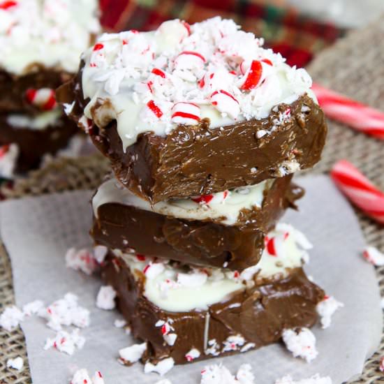 No Bake Peppermint Nutella Fudge