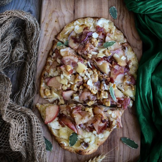 Apple Bacon Brie Naan Pizza