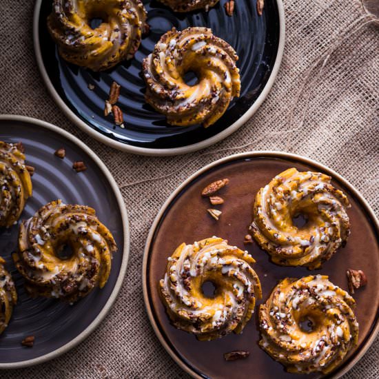 Pumpkin Pecan Cakes Orange Glaze