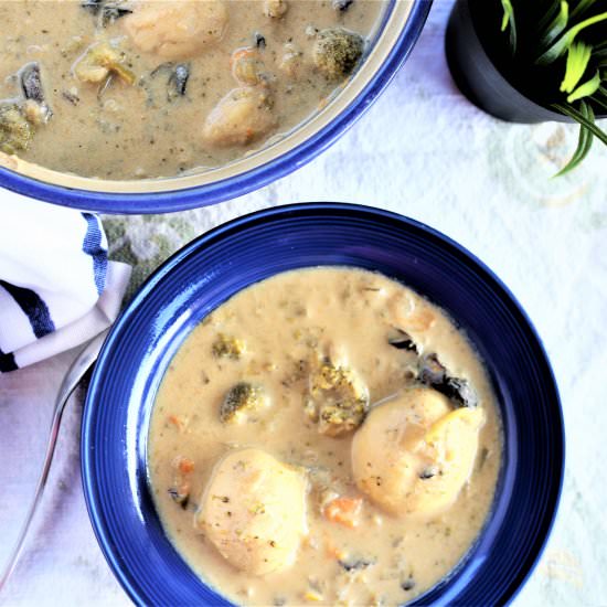 Cream of Vegetable Soup & Dumplings