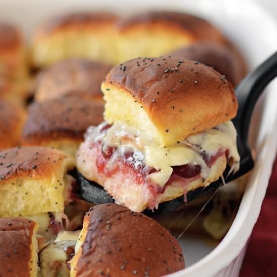 Cheesy Cranberry Bacon Sliders